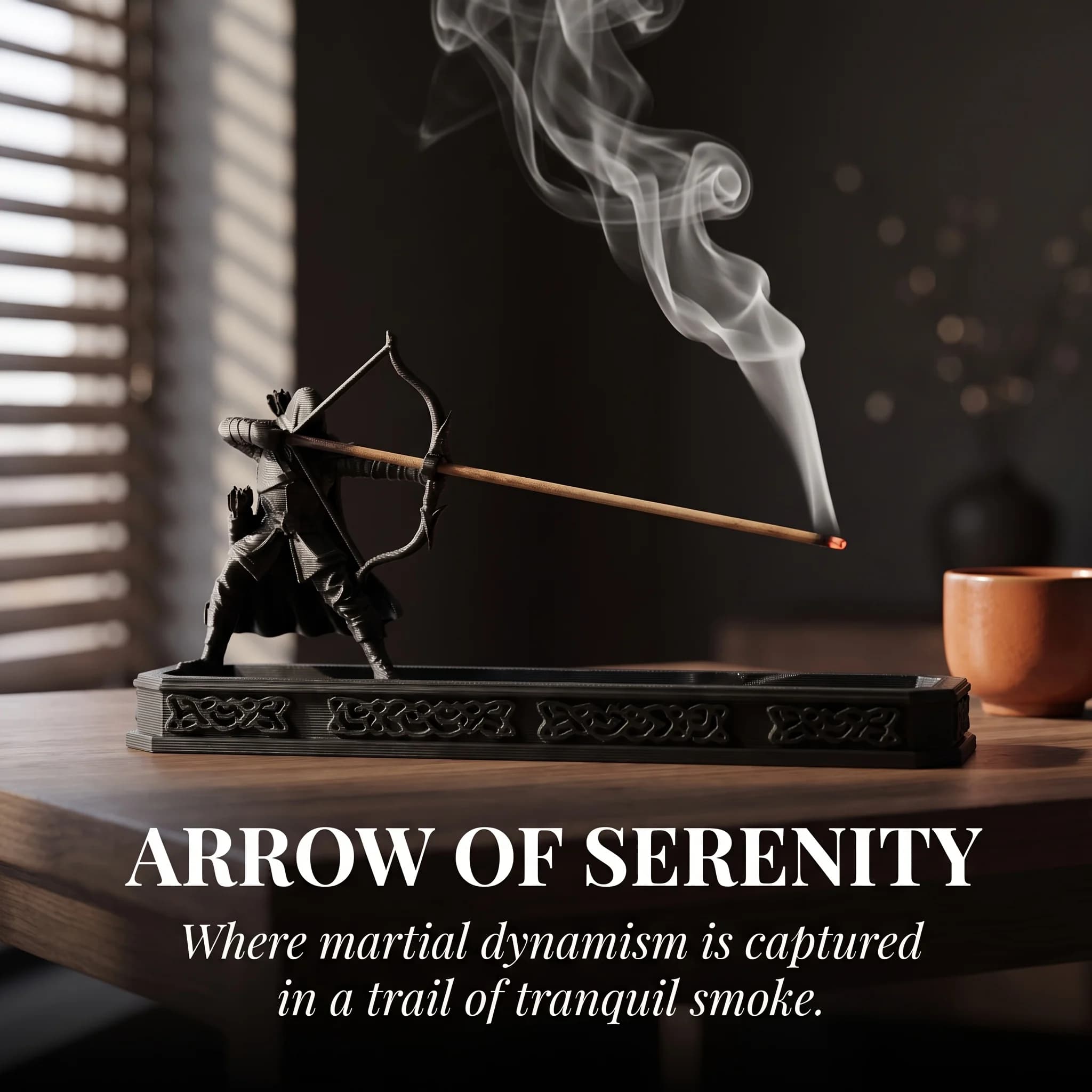 Retro Medieval Archer Incense Stick Holder 3D Printed Ranger Figurines Pattern Ash Catcher Tray Home Tabletop Aromatherapy Decor