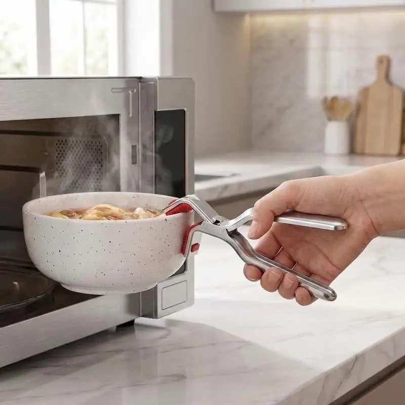 Pinza Antiscivolo per Piatti Caldi, Resistente al Calore, Anti-scottatura, per Cucina, Friggitrice ad Aria, Supporto Sicuro per Servire Cibo, Morsetto da Cucina