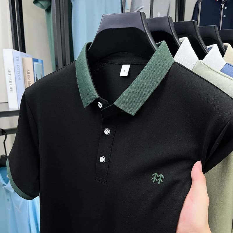 Polo a maniche corte di marca di lusso di alta gamma da uomo, estiva, traspirante, in cotone, alla moda, con design raffinato in rilievo, casual, da golf.