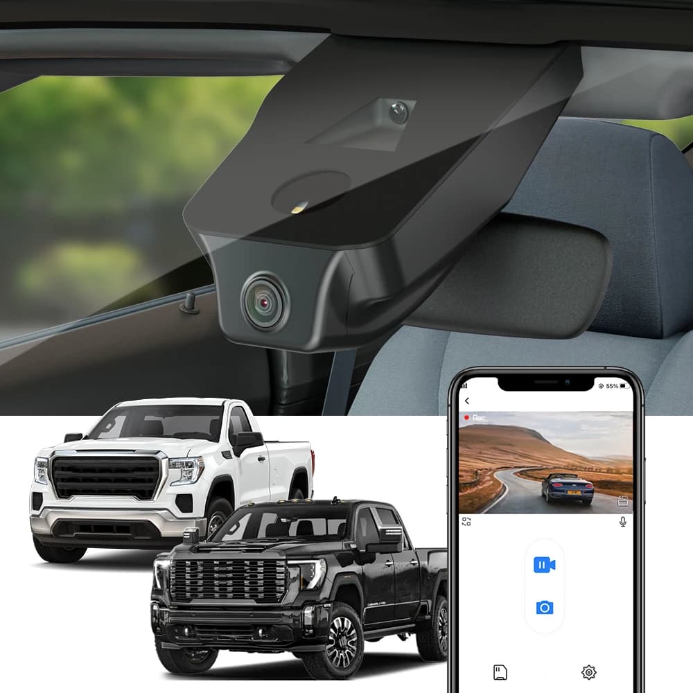 FITCAMX Dash Cam 4K for GMC Sierra 2020-2025, Chevrolet Suburban 2021-2025 and Tahoe/Silverado 2021-2026, Auto Camera OEM Style