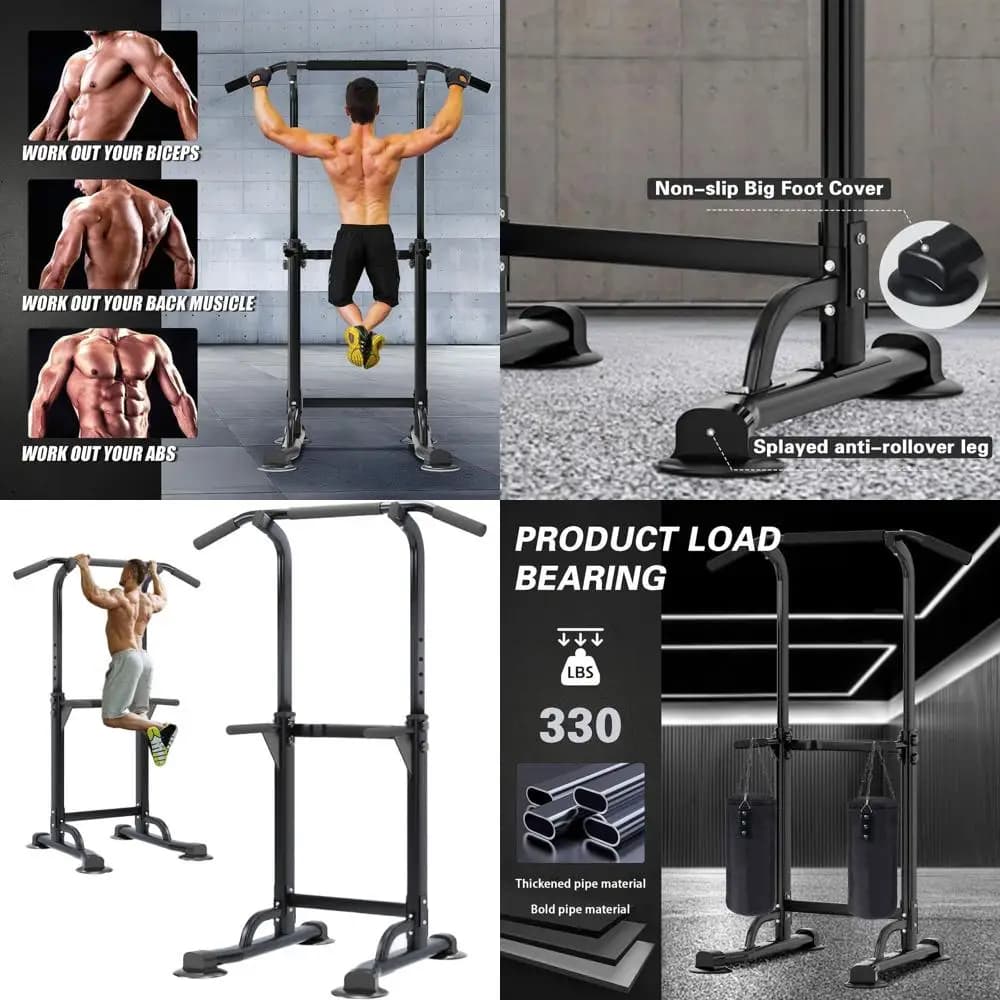 Power Tower Station for Tractions and Dip, Traction Self-Portable Rack, Height Adjustable, For Home Strength Training