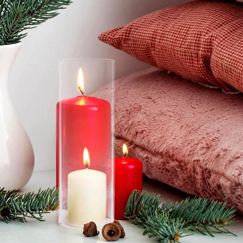 Copertura in Vetro Trasparente Cilindrica Antivento per Candele Tealight, Design Elegante e Minimalista per Casa e Matrimoni
