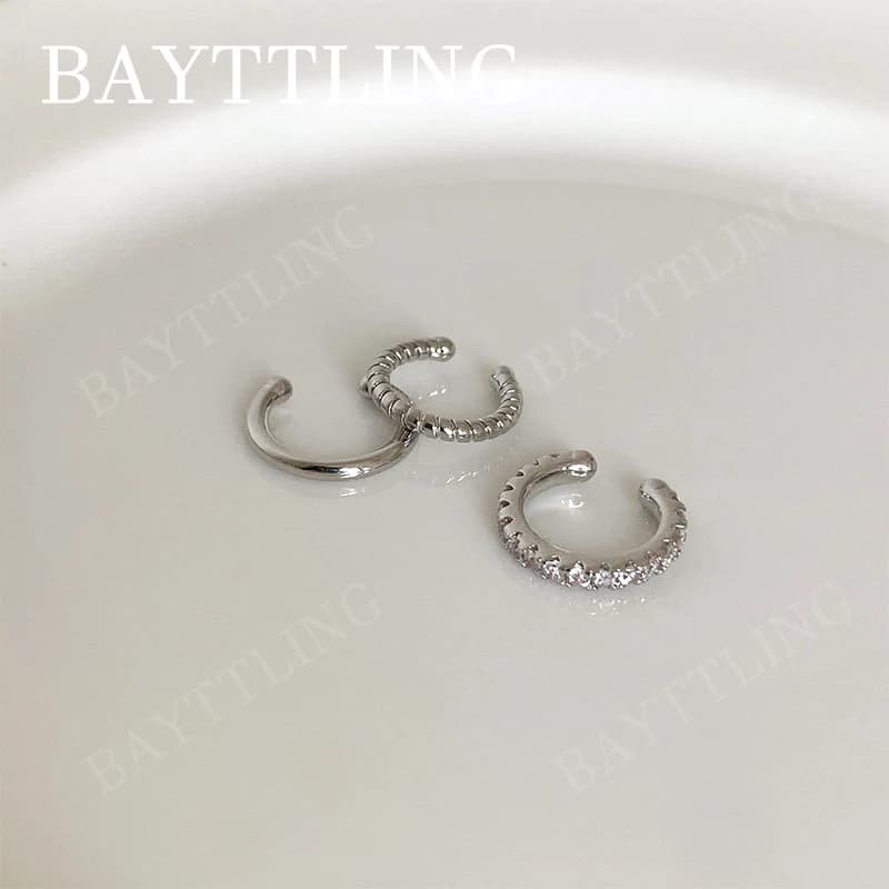Orecchini a clip a U con zirconi a forma di cerchio in argento sterling 925/oro per regalo di gioielli da donna con fascino alla moda