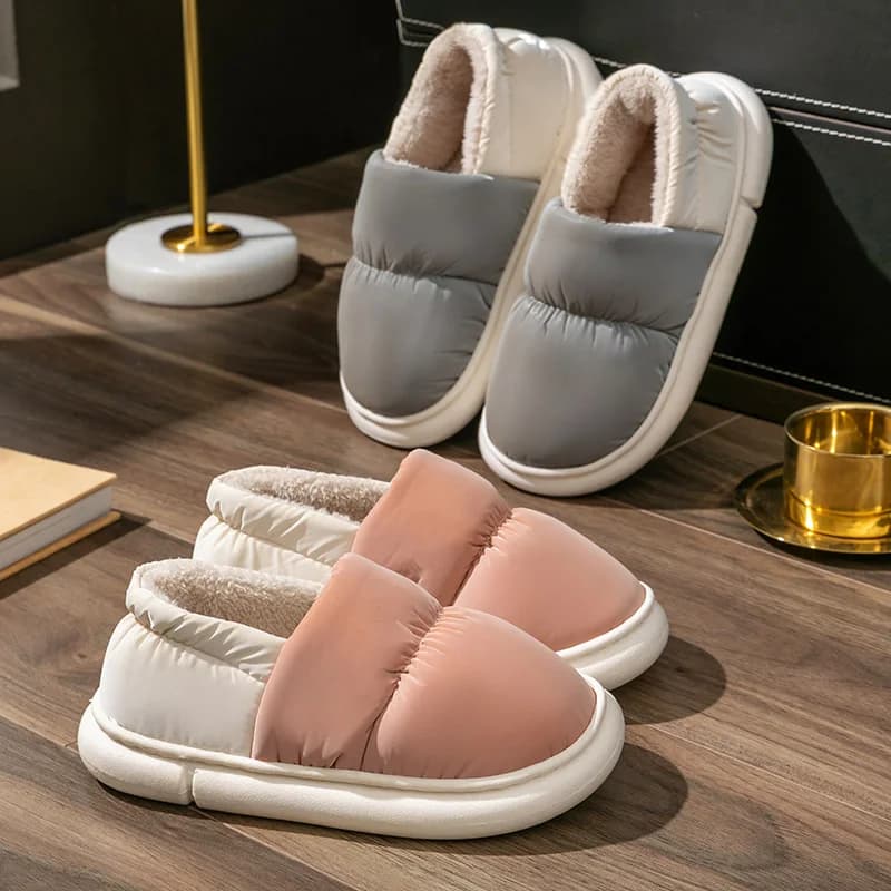 Borsa per pantofole in cotone da donna con pantofole calde da casa invernali per interni coppia uomo