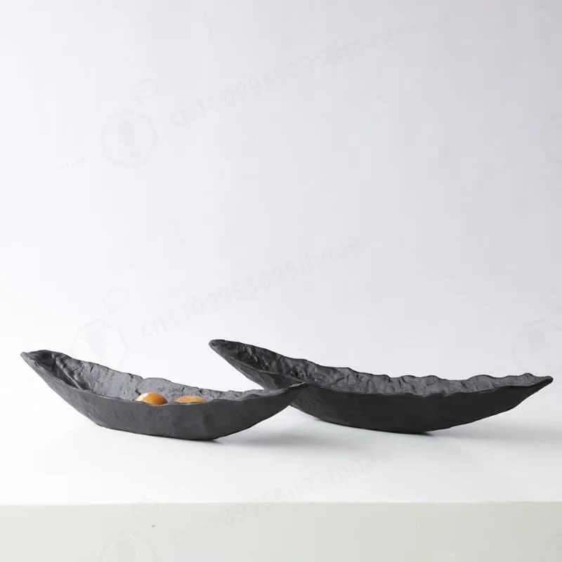 New Chinese Song Style Ingot Metal Tray Table Decor for Dried Fruits