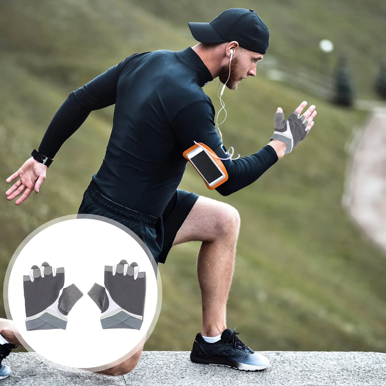 1 pair of half finger anti-slip gloves, lightweight and breathable design, perfect gift for sports lovers, cycling, riding, gym