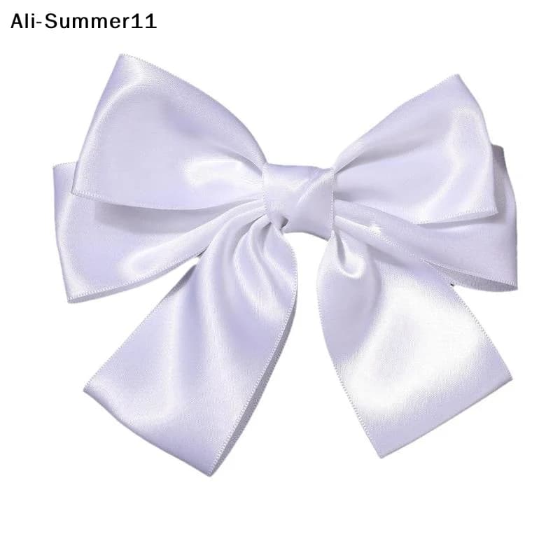 【U0】【Y8Y】Solid Color Bow Ribbon Hair Clip New Women Bowknot Barrettes Women Ponytail Clip Headband Girls Hair Accessories Gift