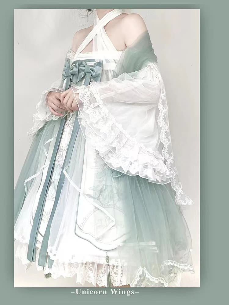 Elegante Abito Lolita in Stile Cinese Set Completo JSK Moda Antica Abito Estivo per Abbigliamento Femminile/Uniforme Studentesca
