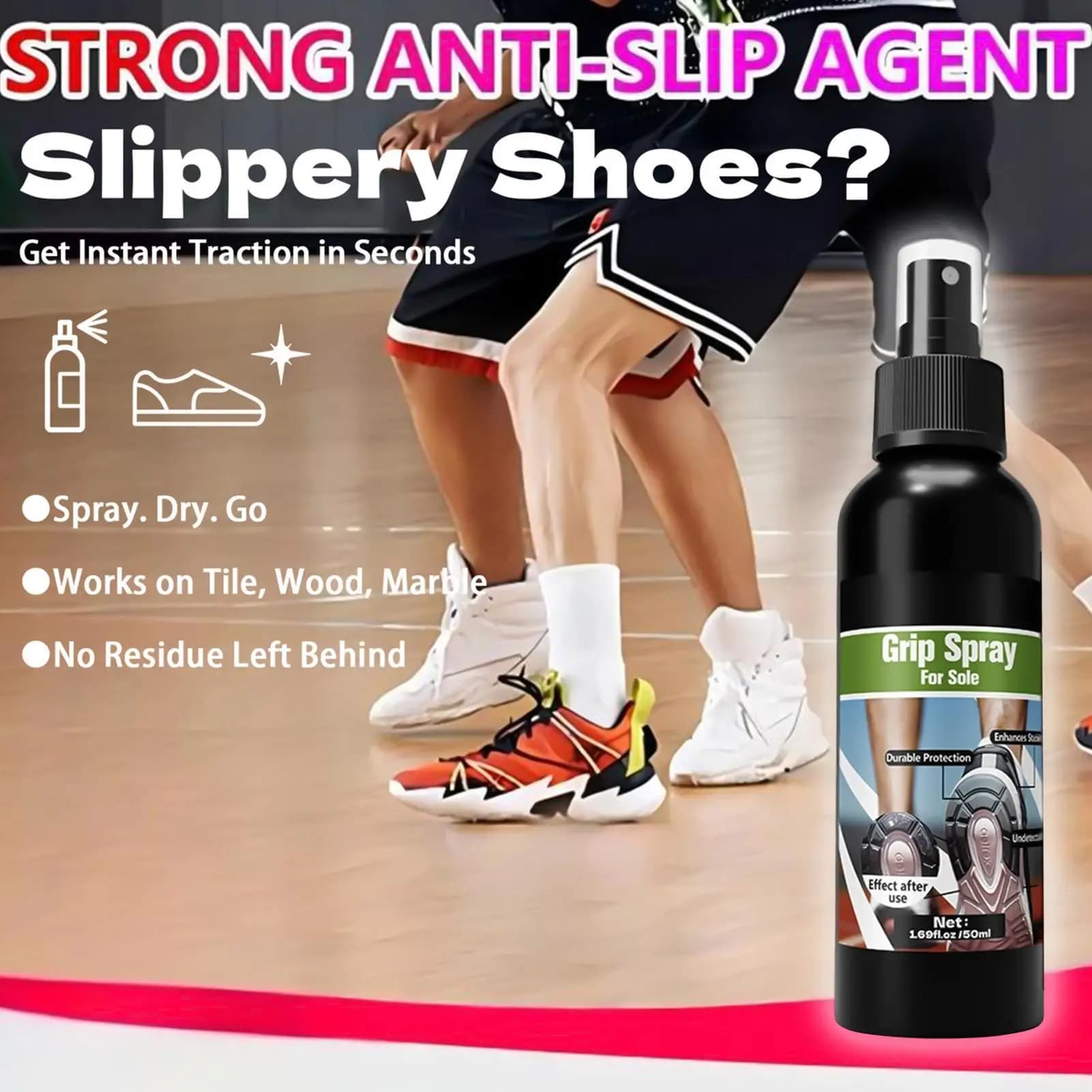 Spray Non-slip 50ml, Protection Wall decal Waterproof, Long-Term Track Spray for Shoes, Gloves, Soccer Ball