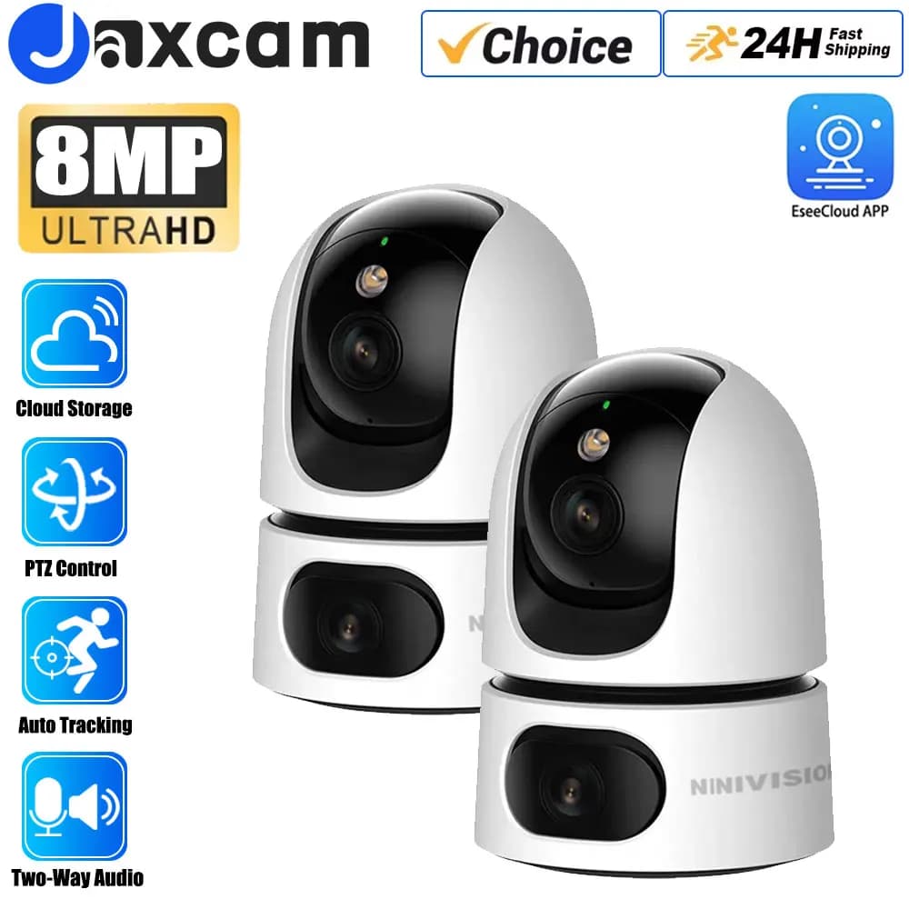 Doppia lente Home Indoor CCTV Sorveglianza Zoom 10X 4K 8MP WiFi PTZ Telecamera IP Monitoraggio automatico Protezione di sicurezza Baby Monitor