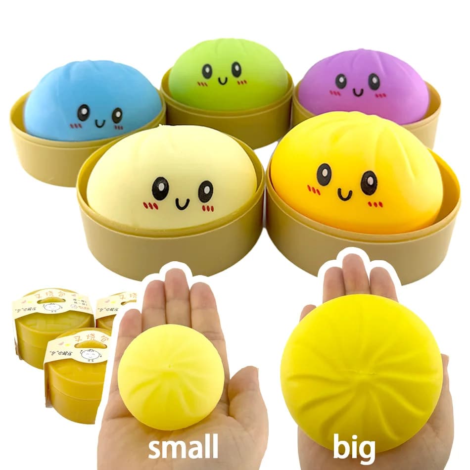 Squishy Dumplings Stress Relief Fidget Toy Colorful Simulation Food Steamed Stuffed Bun Dough Toys Slow-rise Squeeze Toys