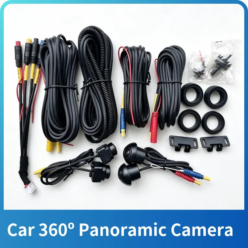 3D 360 Panoramic Car Camera Rear+Front+Left/Right Bird View WDR 8K AHD 1080P Suitable for Android Radio 360 App with Hole Opener