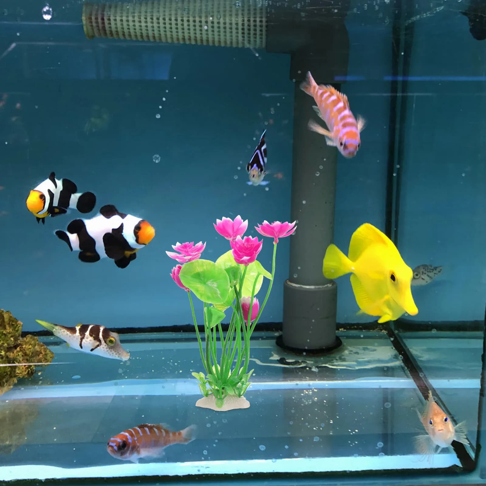 Fiore di Loto Artificiale per Acquario, Piante Realistiche Finte per Acquario, Decorazione Leggera e Resistente allo Sbiadimento