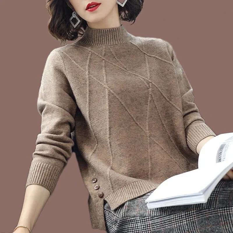 Maglione a Collo Alto da Donna 2026 Nuovo Autunno Inverno Manica Lunga Morbido Pullover Maglia Femminile Top Lavorato a Maglia Maglione da Donna