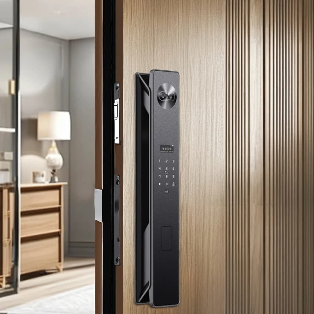 Serratura Digitale WiFi Tuya, Cerradura Inteligente per Porta Esterna con Telecamera, Impronta Digitale e Riconoscimento del Palmo