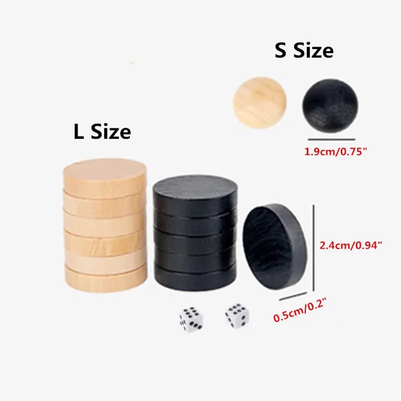 Nuovi pezzi di scacchi in legno 30 pezzi pedine Backgammon pezzi degli scacchi con 2 dadi per bambini giochi da tavolo quotidiani giochi di intelligenza divertente