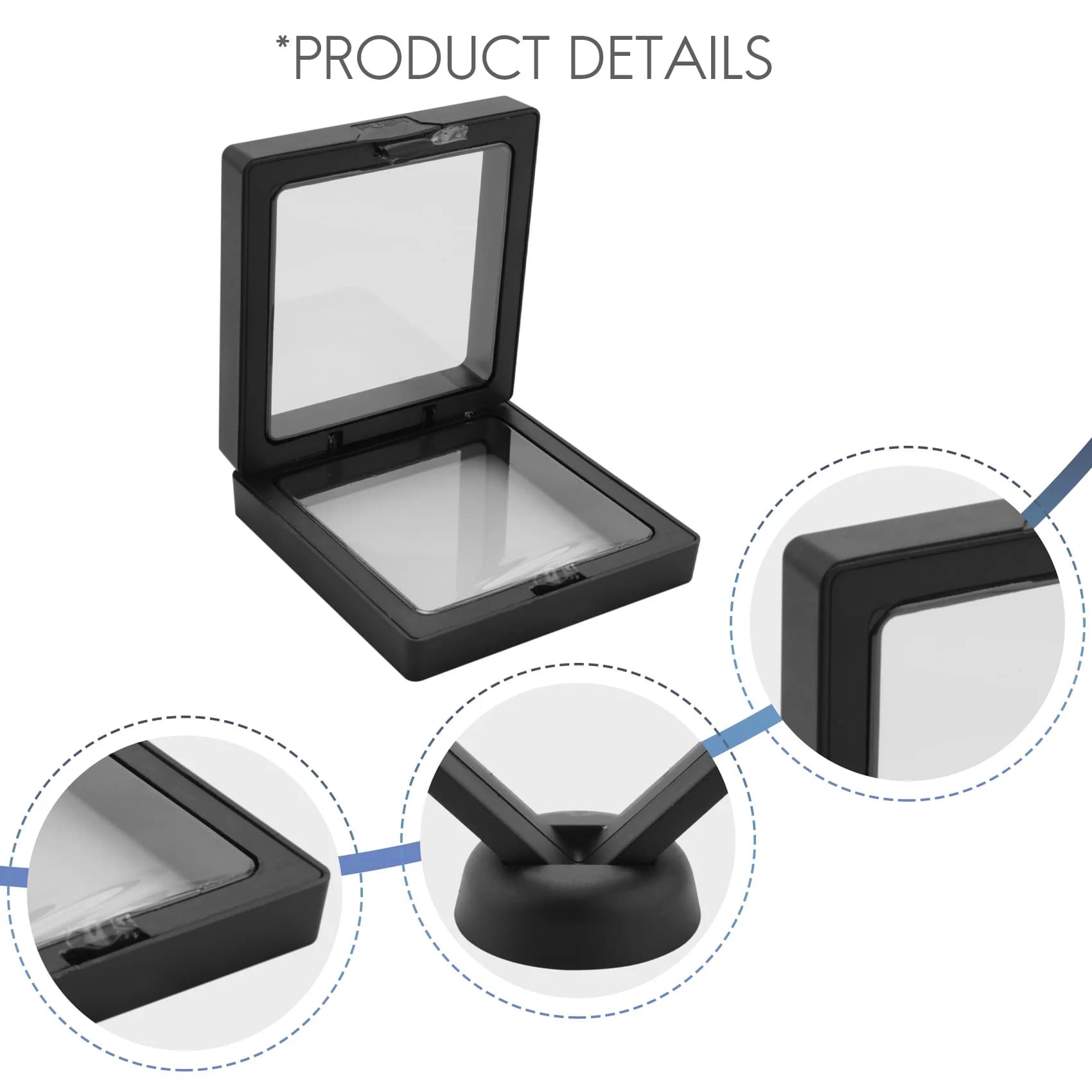 KSOL Coin Display Box - Set di 10 espositori con cornice fluttuante 3D con supporti per medaglie AA, gioielli, nero, 2,75 x 2,75