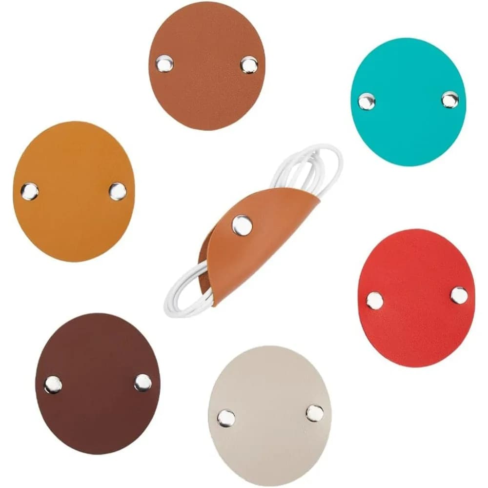 Fascette per cavi in pelle a 6 colori Fascette di fissaggio Organizzatore di cavi Clip per cavi rotondi riutilizzabili Fascette per cavi di ricarica Alimentazione dati