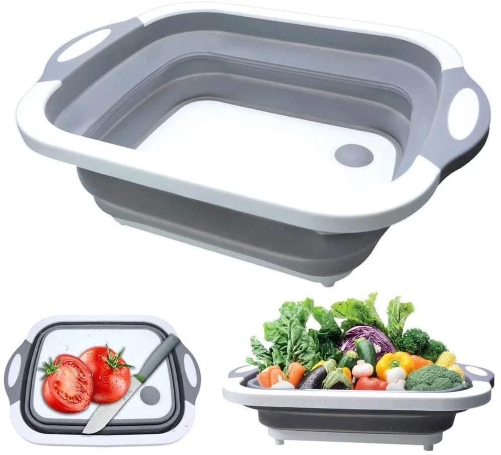 Foldable Kitchen Tablets Silicone Multifunction Plastic Picnic Cutters Flat Exhaust Baskets 3 in 1