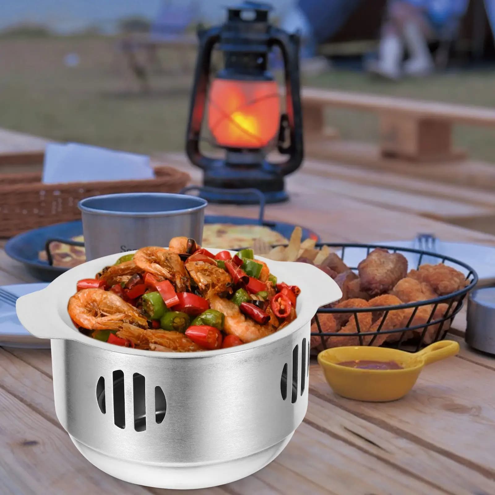 Stainless Steel Cooking Pot Set, Home Use Box with Lyscia Surface, Easy to Clean, Energy Saving Camping Tools