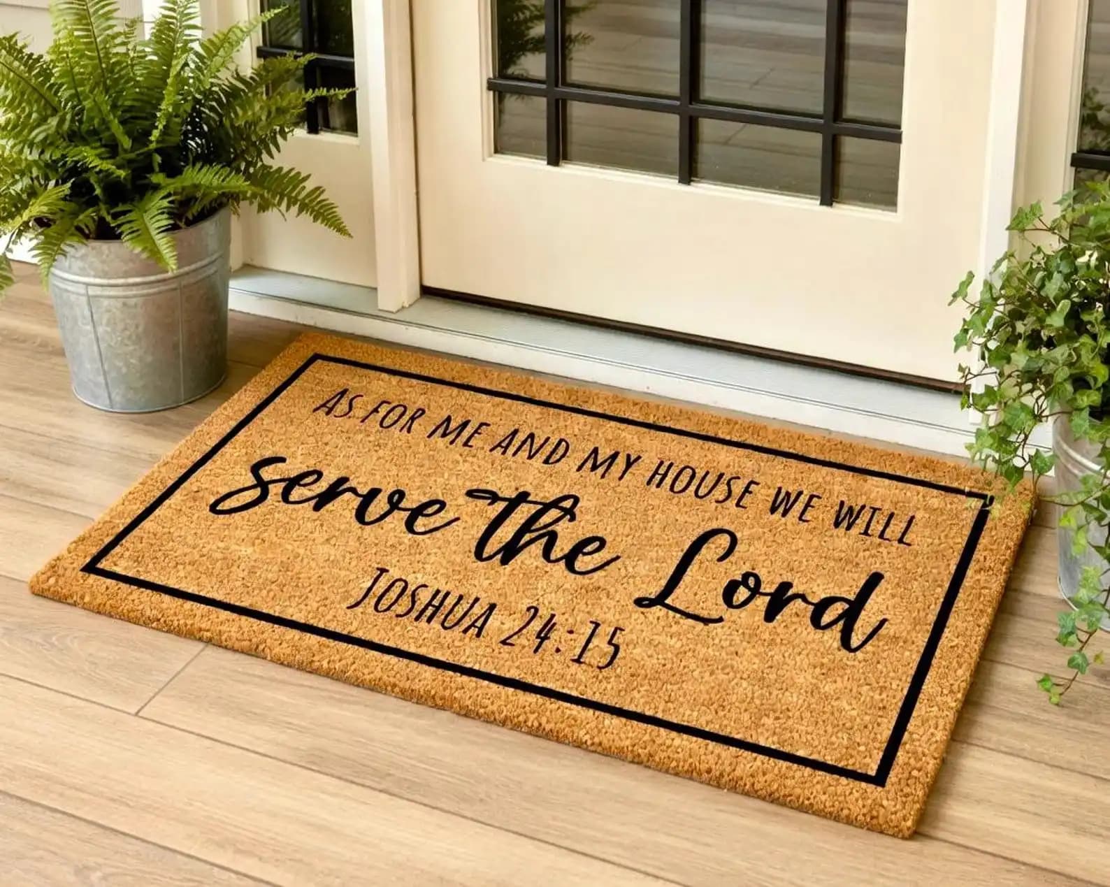 Christian Scripture Door Mat Customized Rugs Joshua 24:15 Religious Decor Mat Coir Christian Welcome Matt Housewarming Gifts