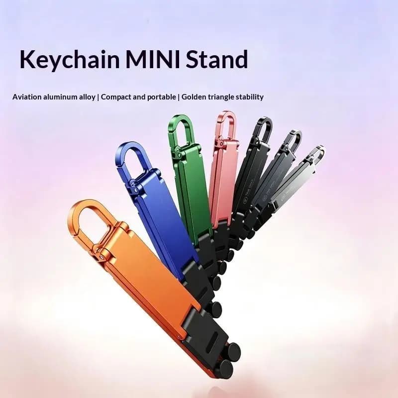 Foldable Mini Keychain Phone Stand Multi Angle Adjustable Hands Free Holder For Desk Travel Mobile Phone Support Supply