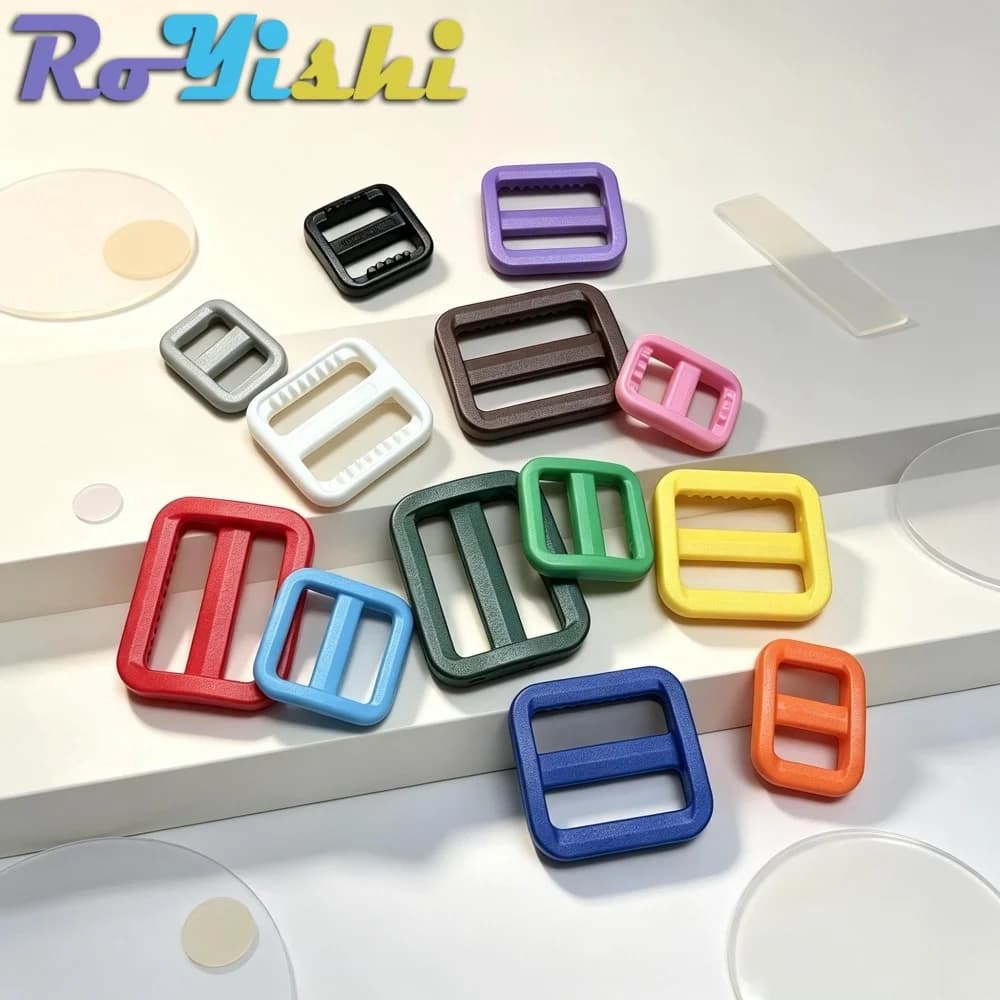 Mixed Color Plastic Tri Glide Slider Adjust Buckles 10/15/20/25mm For Dog Collar Harness Backpack Webbing Strap DIY Accessories