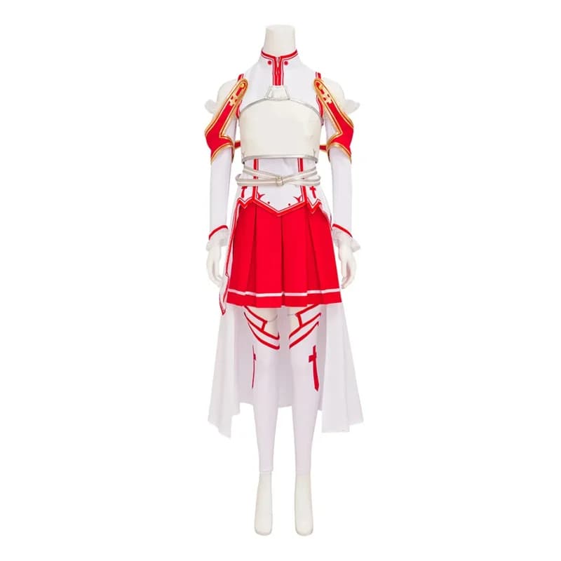 Anime Sao Sword Art Online Yuuki Asuna Costume Cosplay Bianco Rosso Uniforme da combattimento Gonna Donna Sexy Carnevale Halloween Suitsa;2,c'4
