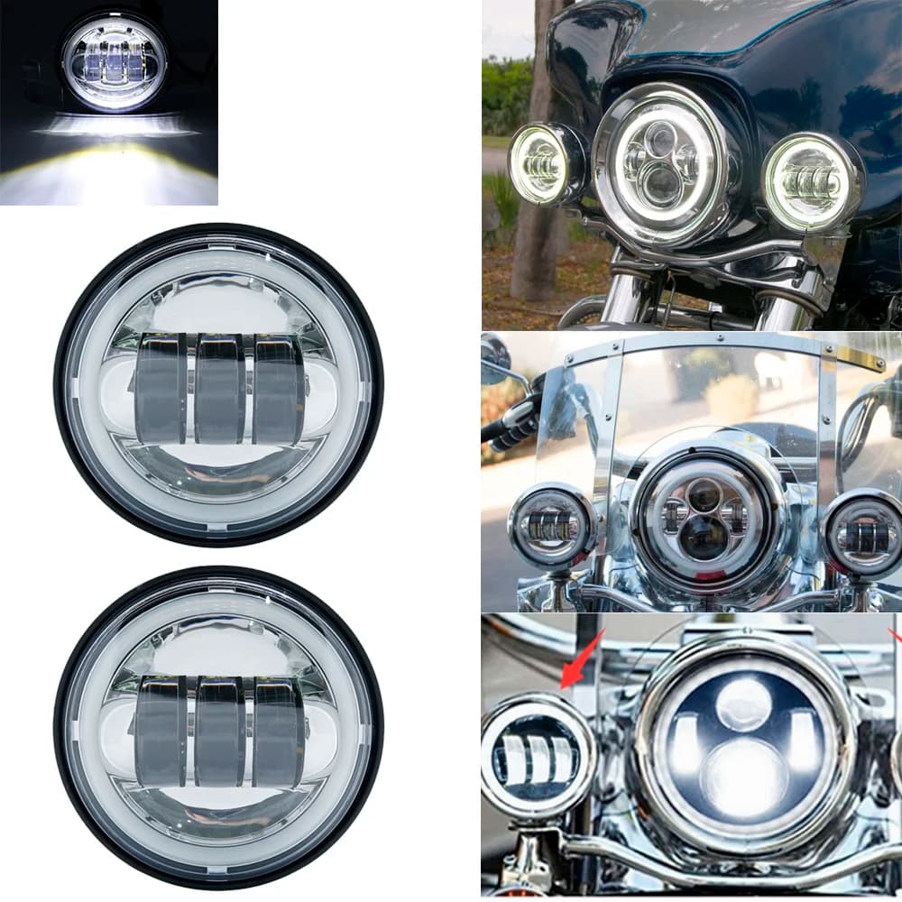 Moto 2 pz 4.5 pollici Led fendinebbia DRL Led nebbia Halo anello 30W rotondo impermeabile 4 1/2 lampada di passaggio ausiliaria