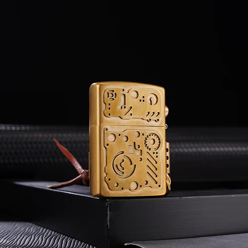 Zorro Mechanical Connecting Rod Punk Style Raw Copper Armor Lighter with Gear Linkage, High-End Gift Lighter