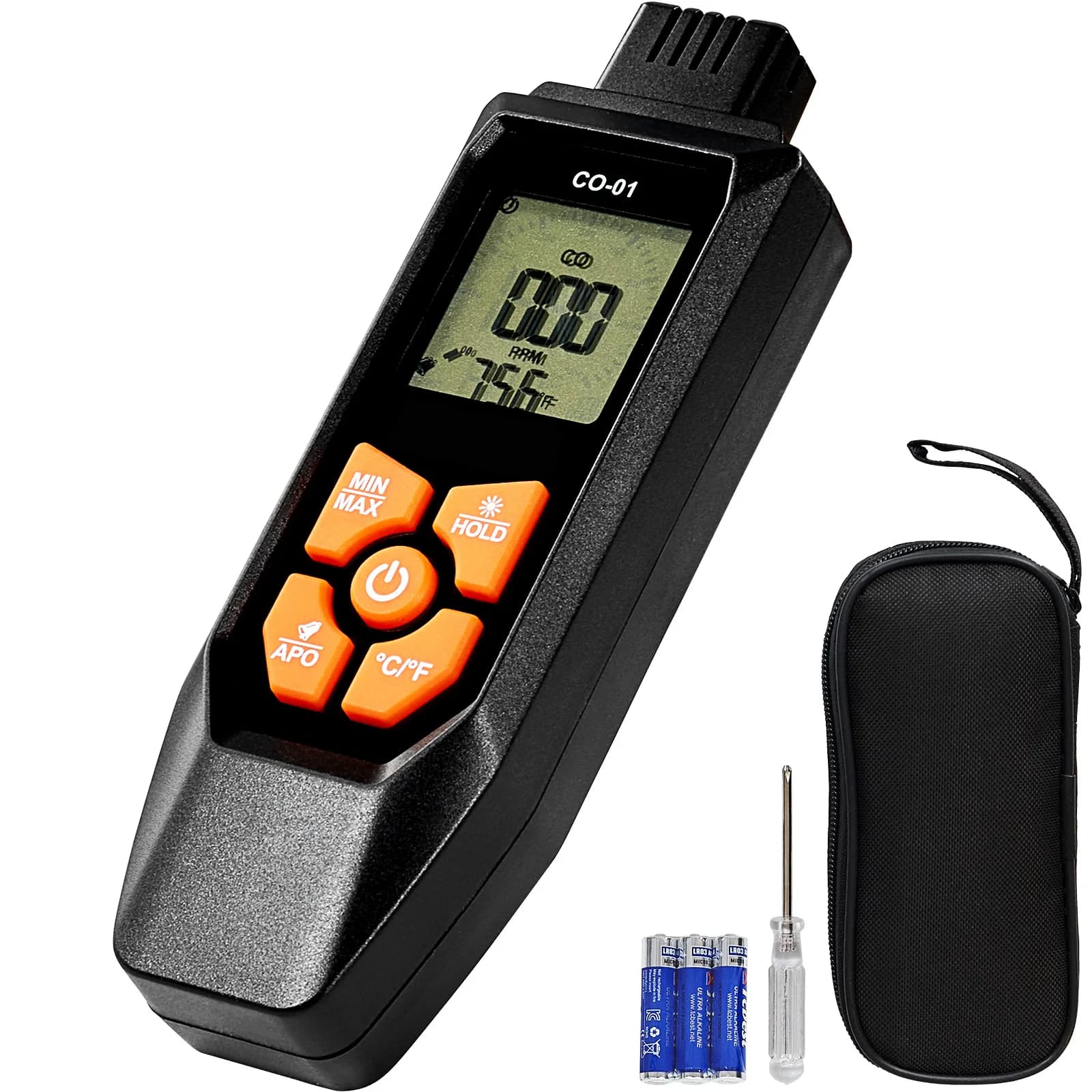 SucceBuy Rilevatori di monossido di carbonio con allarme acustico e visivo Tester per contatori di gas CO con sensore di temperatura per uso domestico industriale