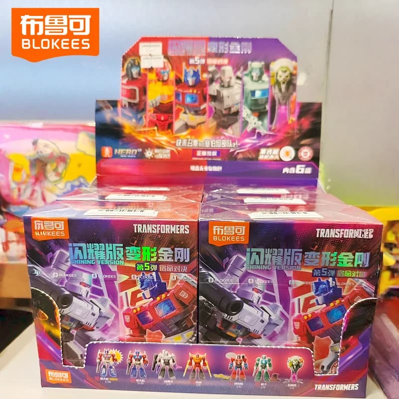 In Stock New Blokees Transformers Shining Version 5 Blind Box Optimus Prime Action Figure Buildable Megatron Blocks Collectible