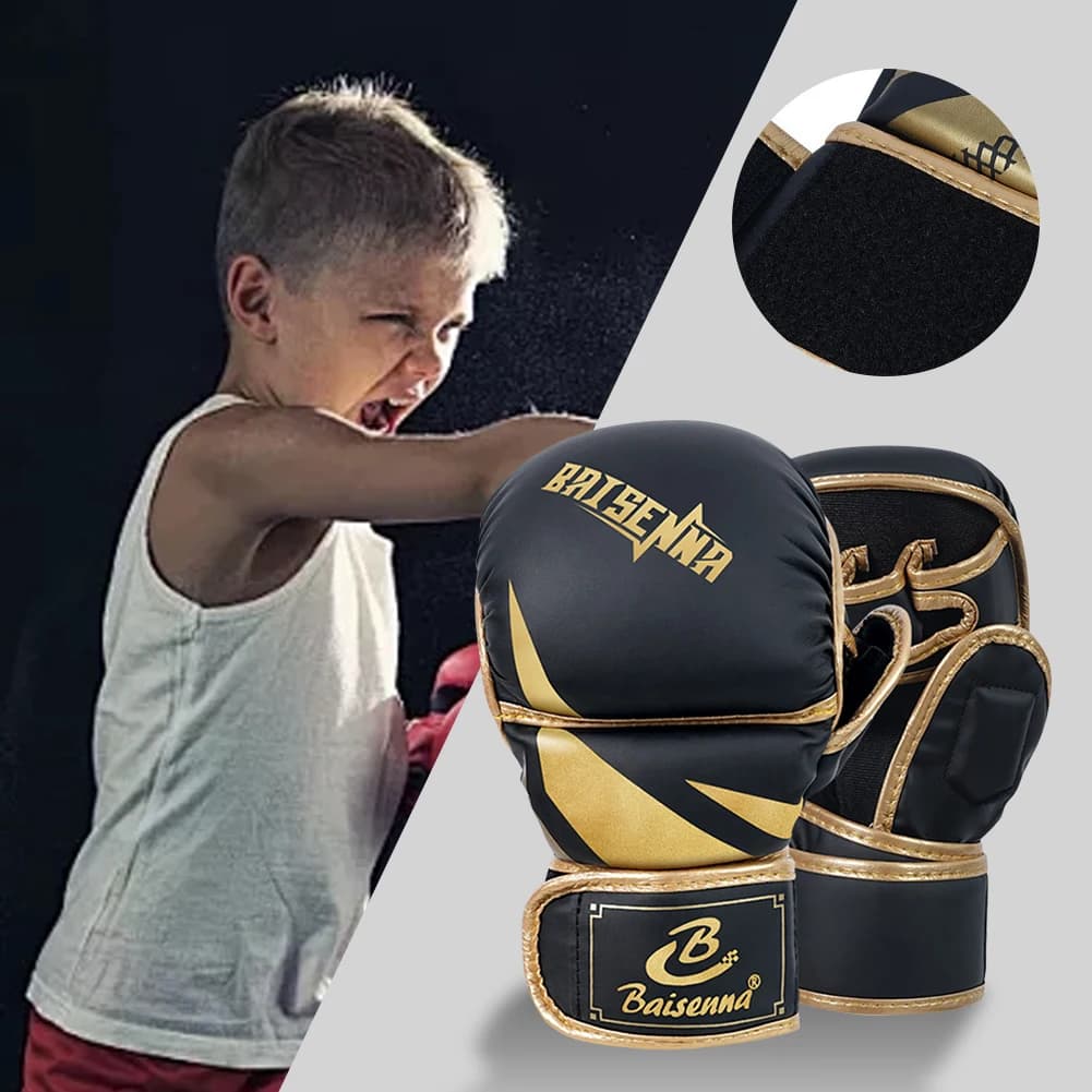 Boxing gloves half fingers heavy boxing gloves thickened by Kickboxing in PU leather accessories for boxing training