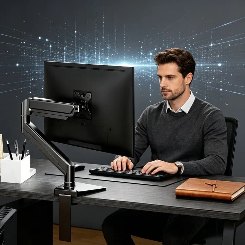 Supporto universale da scrivania per monitor singolo, adatto a schermi fino a 32 pollici, 19,8 libbre, supporto per schermo del computer con inclinazione e rotazione regolabili, per casa e ufficio