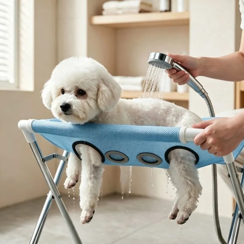 Pet Grooming Bath Hammock Stand Portable Stainless Steel Bath Hammocks Foldable Cat Dog Anti Slip Stands Washing Support Rack