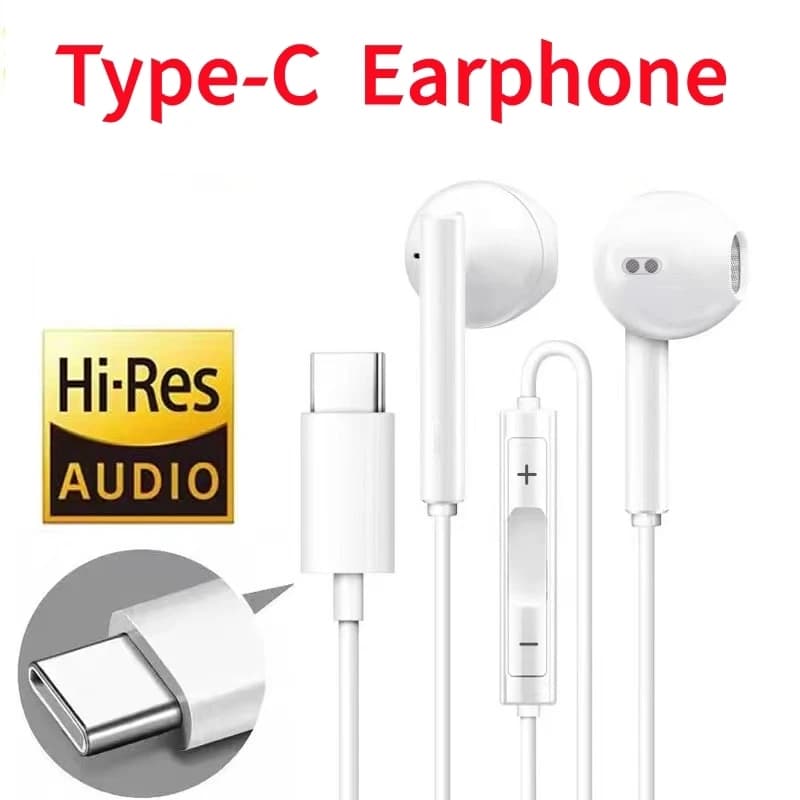 Auricolari Cablati Type-C per Musica, Compatibili con iPhone 15 16 17 Pro Max, Samsung, Xiaomi, Huawei, Tablet USB-C, con Microfono