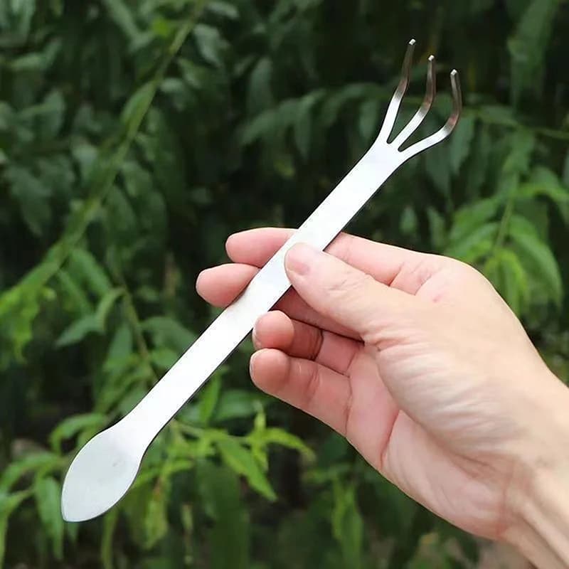 1Pc Stainless Steel Root Rake Bonsai Pot Plants Tool to loosen ground to 3 Tips Portable Anti-rust Rake Tool for Home Gardening