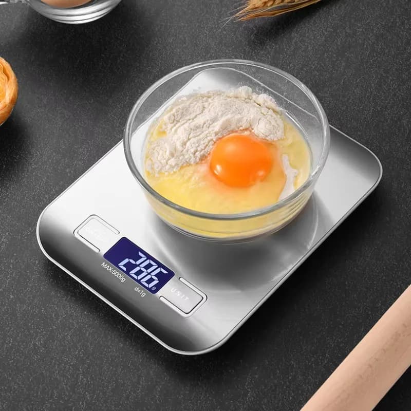Display LCD per bilancia da cucina digitale elettrica multifunzione da 5 kg/1 g, bilancia di misurazione Waterproff ad alta precisione in acciaio inossidabile