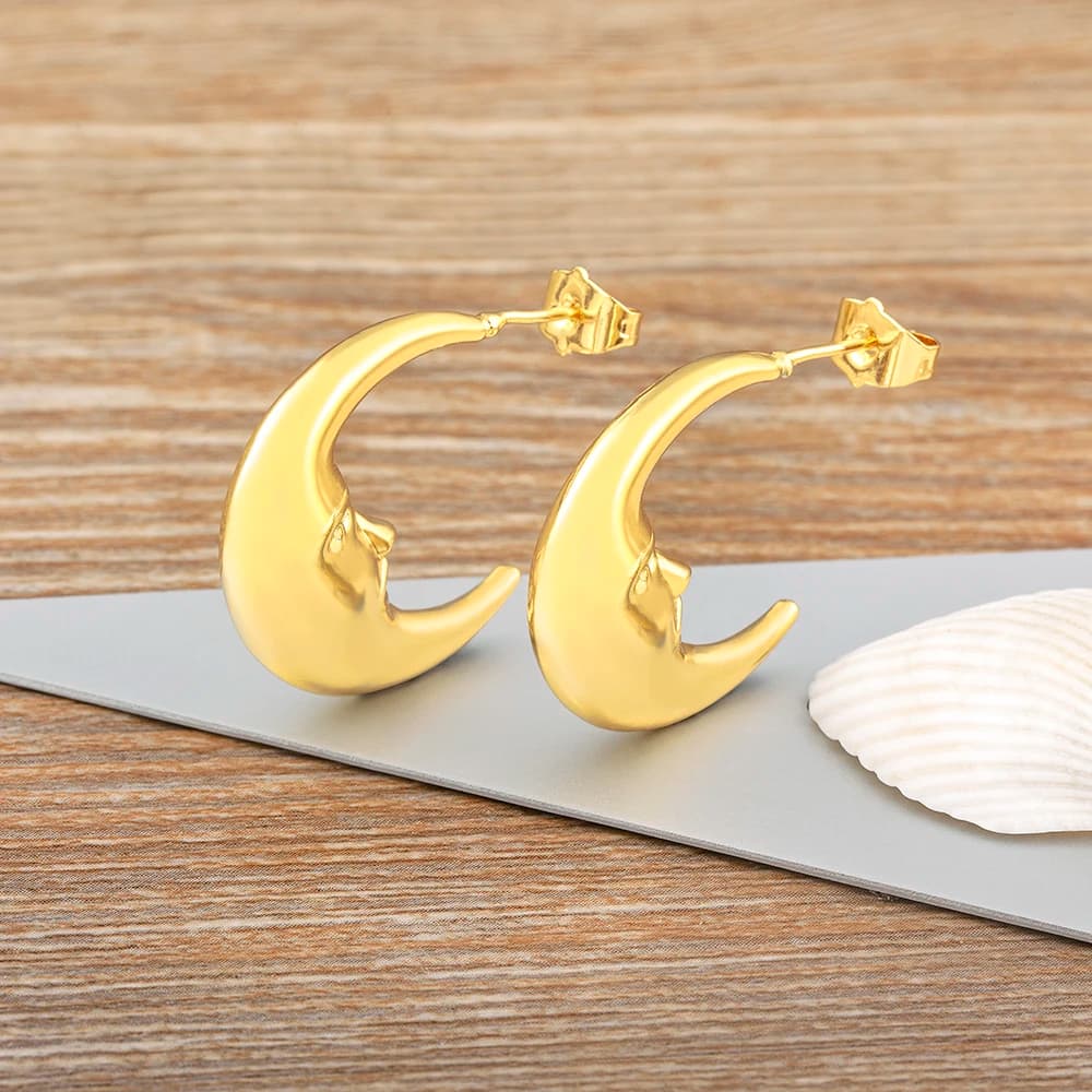 Nidin Ins vendita calda moda semplice Versatile serie di stelle cosmiche orecchini a forma di luna placcati in oro accessori per gioielli per l'orecchio regali