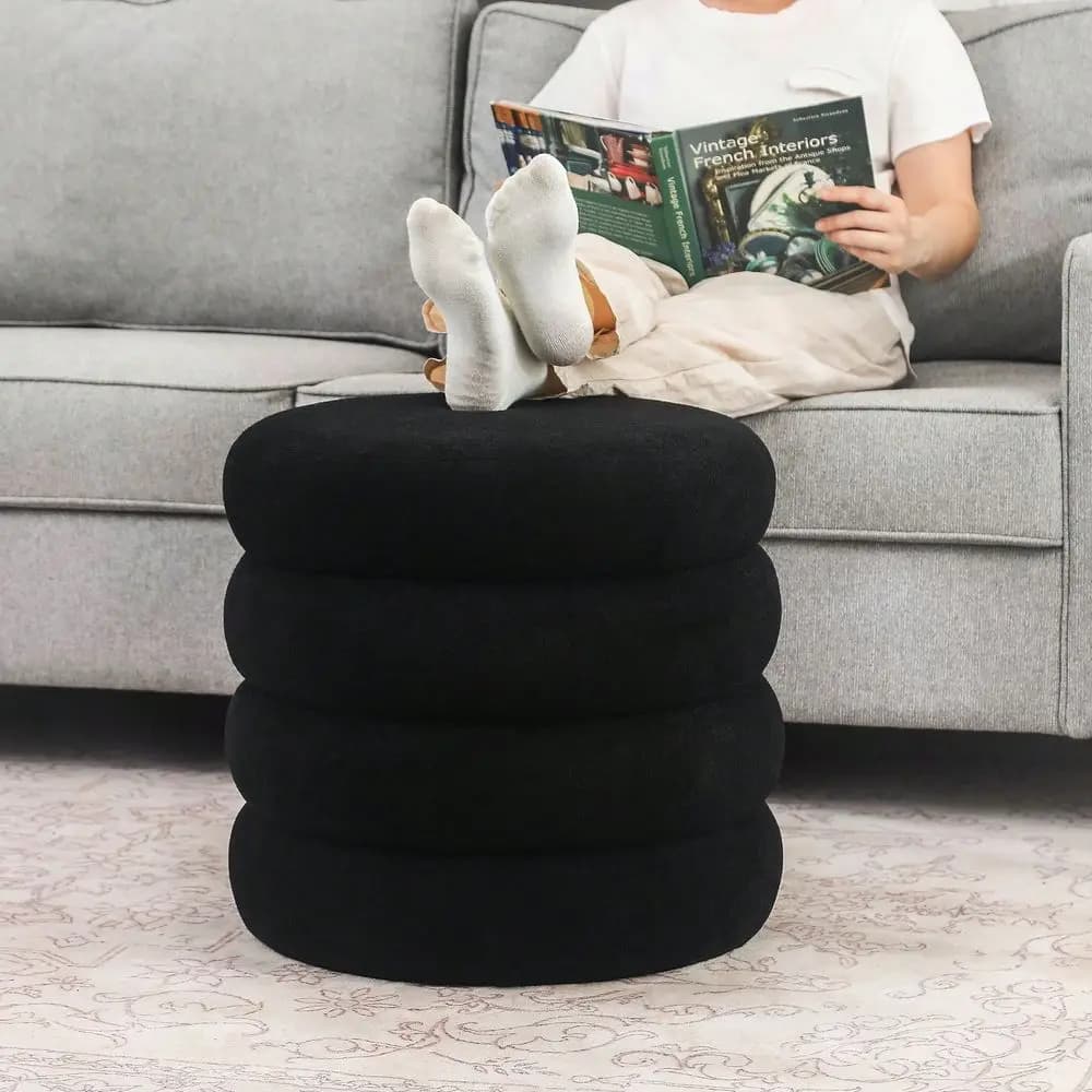 Pouf contenitore, poggiapiedi con coperchio rimovibile, sgabello da toeletta, poggiapiedi moderno imbottito per camera da letto, soggiorno, ingresso