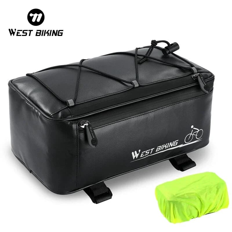 WEST BIKING Waterproof 4L Bicycle Rear Rack Bag Rain Cover Trunk Bag Taillight Mount Cycling Rear Seat Pannier For MTB Road Bike