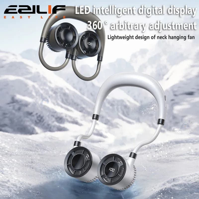 2025 Collo appeso USB Piccolo ventilatore ricaricabile Mini portatile Piccolo suono leggero portatile Alta energia eolica