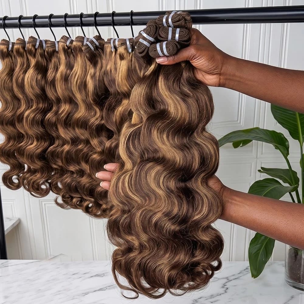 16A Highlight Ombre Body Wave Bundles Human Hair 2 3 4 PCS Unprocessed Brazilian Colored Weave Raw Hair 30 32 Inch Wet And Wavy Human Hair Bundles Extensions
