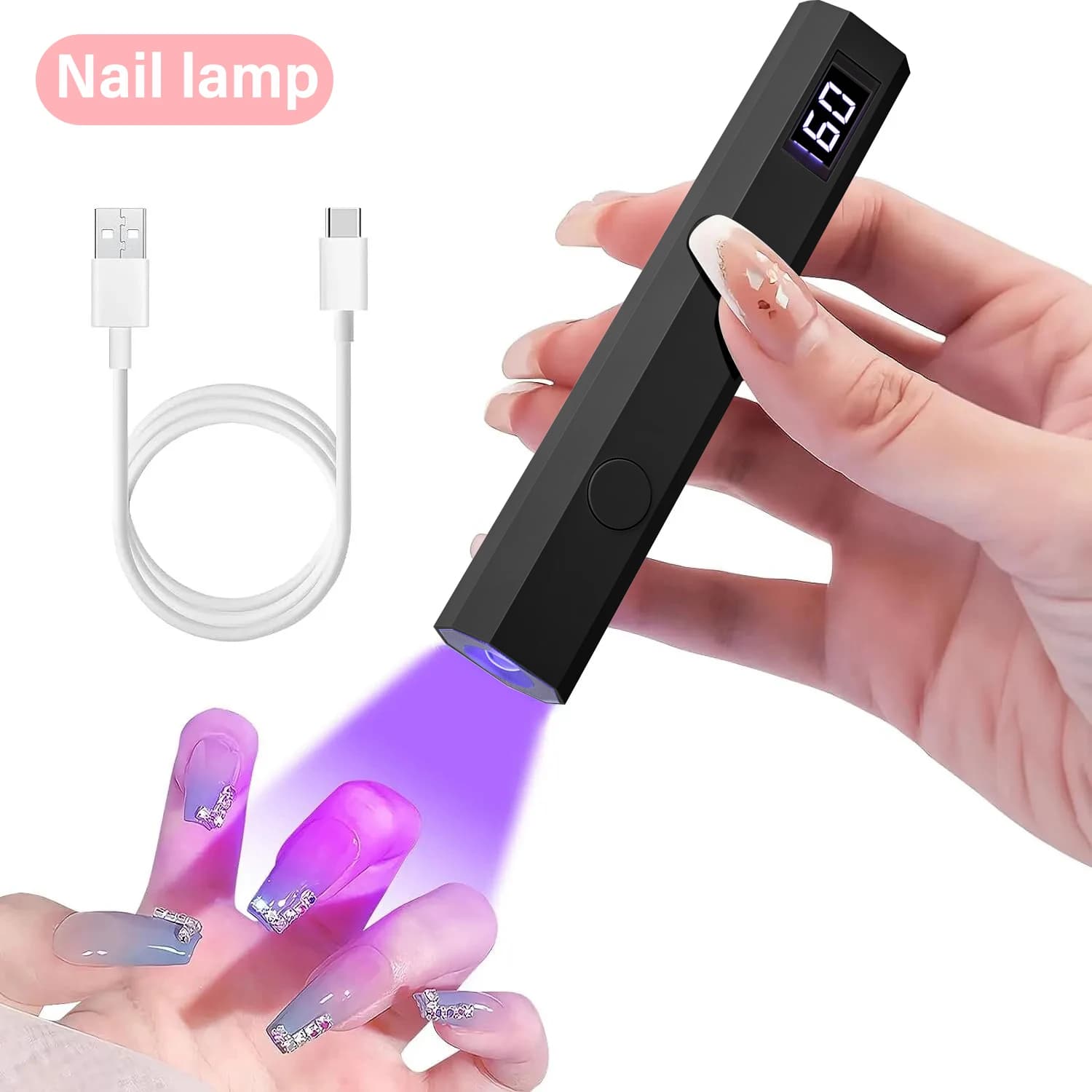YIKOOLIN UV light for nails Mini UV lamp for nails Professional LED light for curing nail polish gel 2 modes of timing for home salon DIY