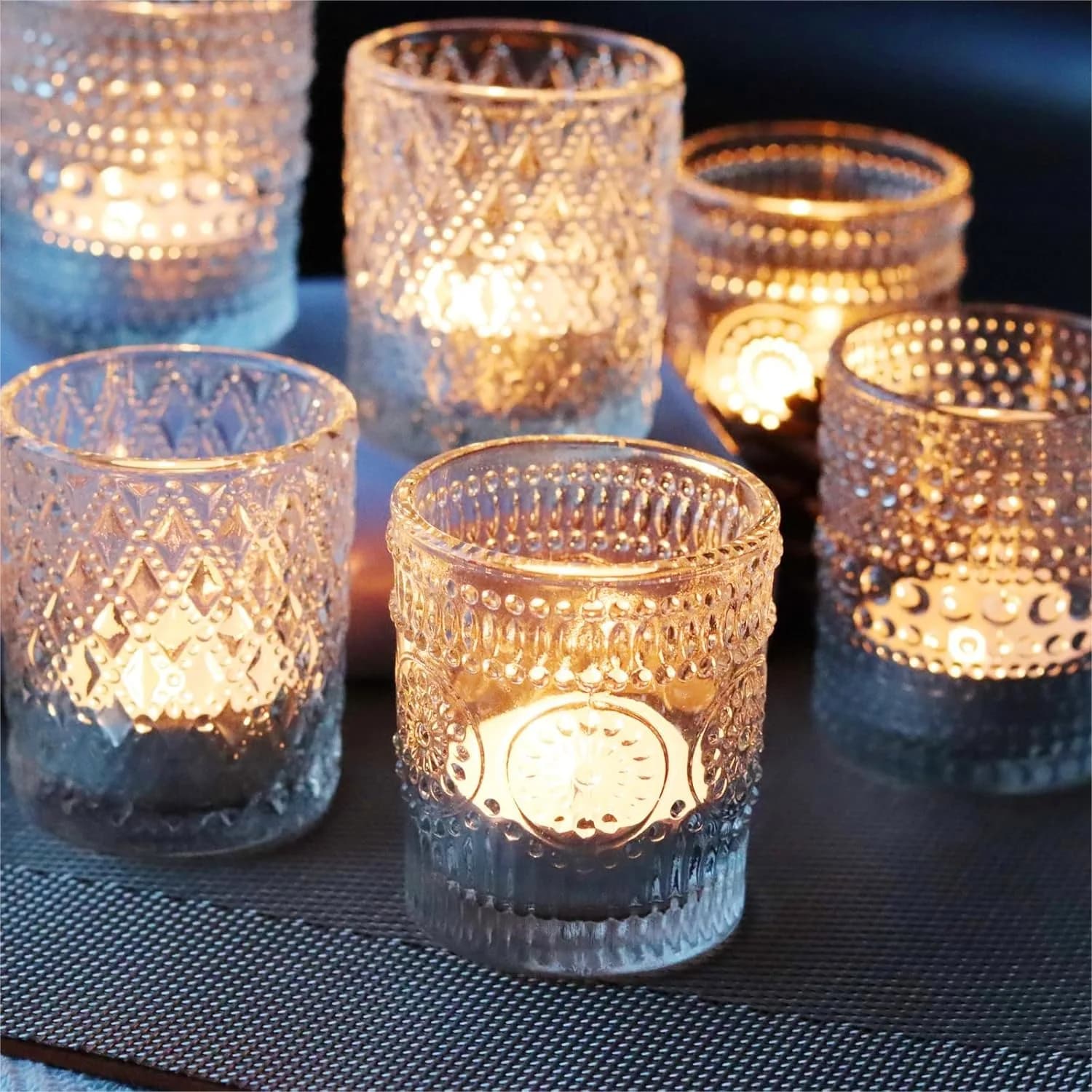 Portacandele in Vetro Trasparente, Set da 12 Pezzi con 3 Modelli, Portacandele Tealight per Centrotavola Matrimonio