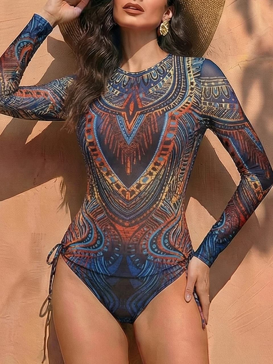 Costume da bagno due pezzi da donna 2026 a maniche lunghe trasparente con protezione solare, per sport acquatici e spiaggia
