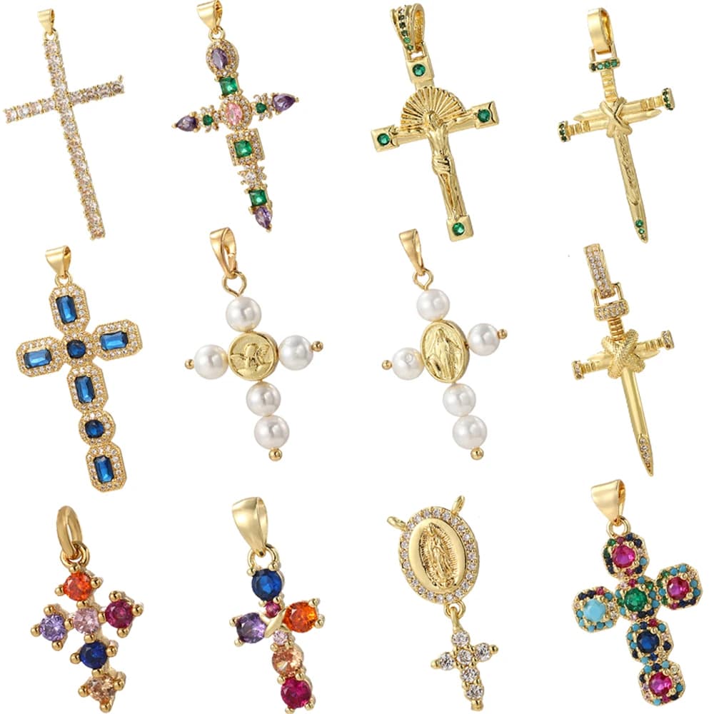Our Lady cross Charms for Jewelry Making Supplies Bohemian The Virgin Mary Dijes Gold Color Diy woman Earring Bracelet Necklace