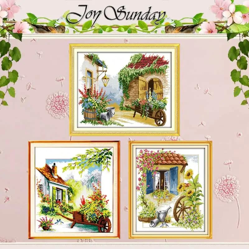 Little Float Scenery Patterns Counted Cross Stitch Set DIY 11CT 14CT 16CT HD Stamped DMC Cross-stitch Kit Embroidery Needlework