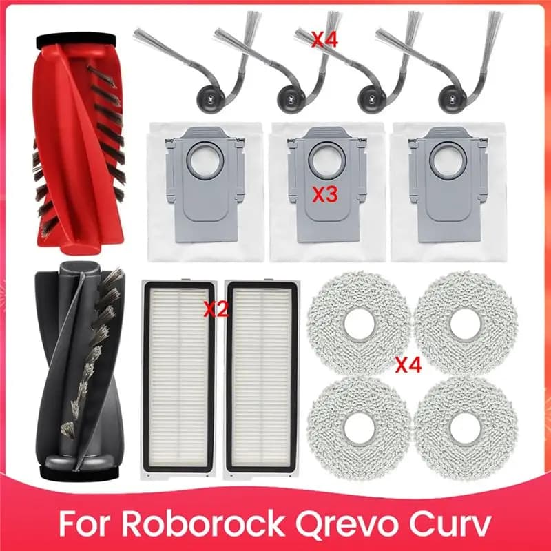 Parti di ricambio A40Z per aspirapolvere robot Roborock Qrevo Curv, spazzola principale, spazzole laterali, filtri HEPA, panni lavapavimenti, sacchetti per la polvere