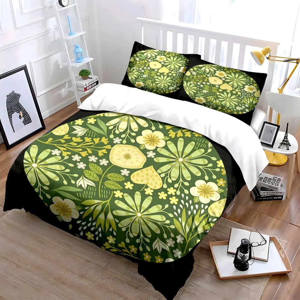 Set di Biancheria da Letto con Motivo Floreale in Tre Pezzi, Morbido e Confortevole, Include 1 Copripiumino e 2 Federe, Regalo